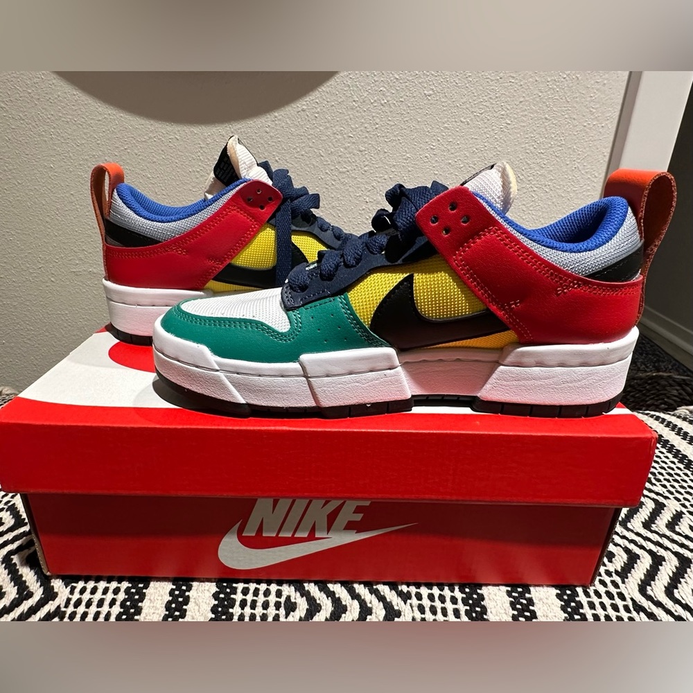 NIKE DUNK LOW DISRUPT Multicolor NWB wmns 7.5 blue green yellow black red grey - Picture 5 of 13